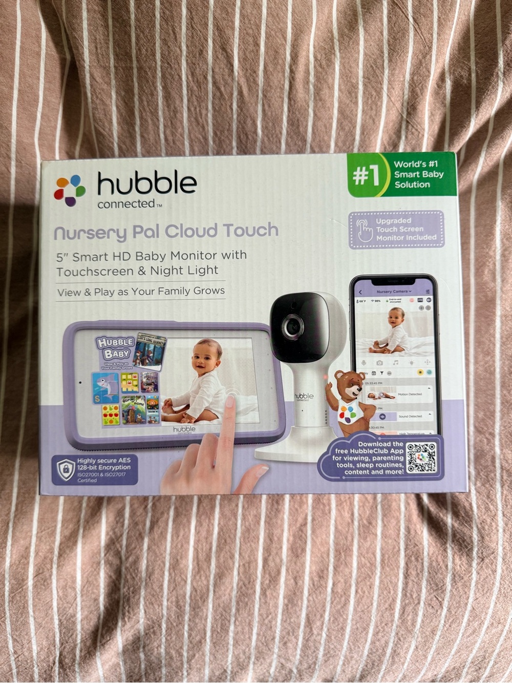 BNIB Hubble Nursery Pal Cloud Touch 5" Smart HD Baby Monitor - White